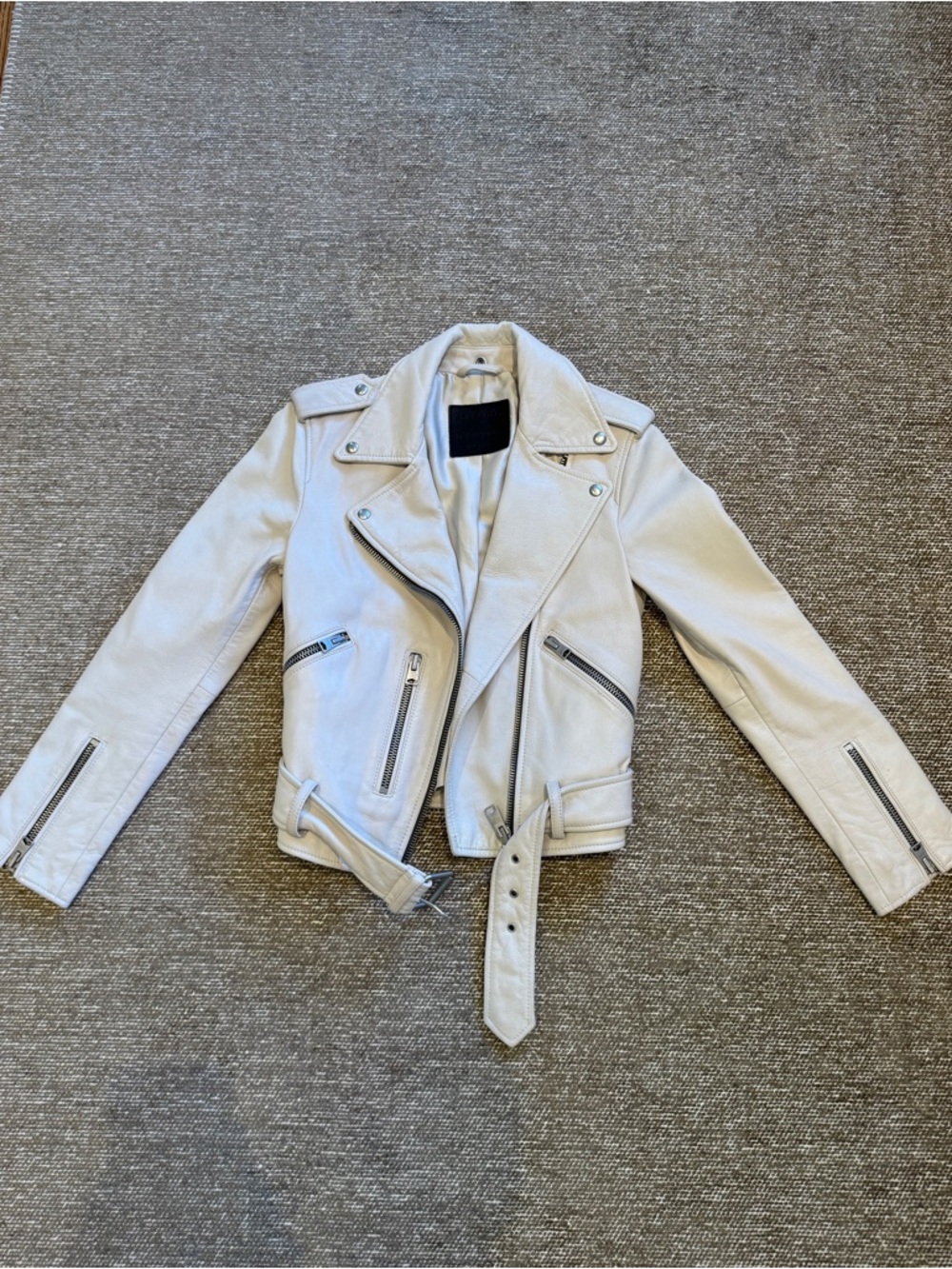 All Saints Off-White Leather Biker Jacket